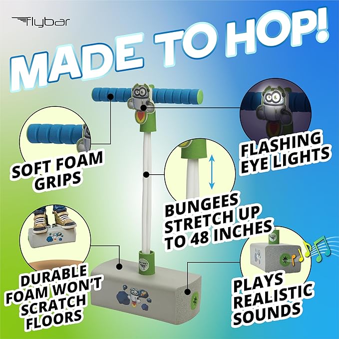 Flybar My First Foam Pogo Jumper for Kids Fun and Safe Pogo Stick for Toddlers, Durable Foam and Bungee Jumper for Ages 3 and up, Supports up to 250lbs