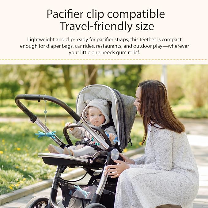 3D Baby Teether, BPA-Free Multi-Texture Silicone Teething Stick Toy,360-Degree Textured Design, Easy-Grip Design for Infants and Toddlers (Grey, 3D)