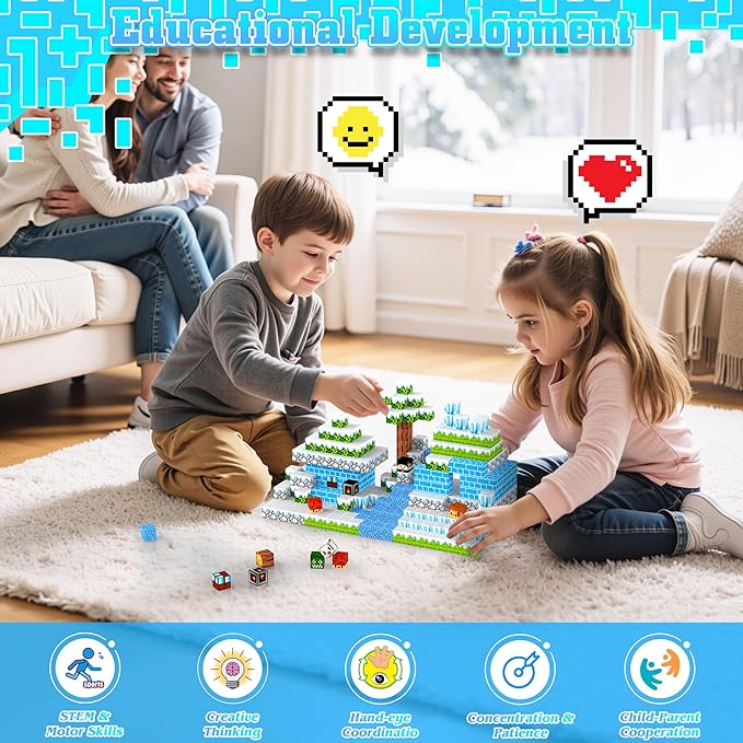 150PCS Magnetic Blocks-Magnetic Building Blocks Magnet Toys Set Stacking Snow Mountain World with Magnet Construction Toys STEM Sensory Gift for Kids Toddlers Boys & Girls Birthday Gifts Ages 3+