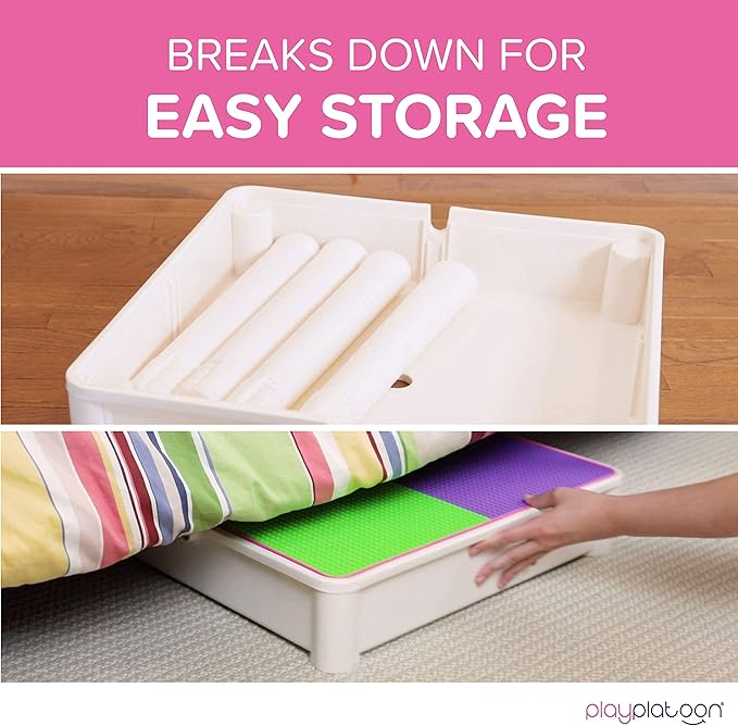 Play Platoon Kids Table and Chairs Set, Toddler 5 in 1 Pastel Activity Table - Sensory, Water, Art, Picnic, Blocks with Storage for Girls Ages 2 to 8 - with Pink and Blue Chairs