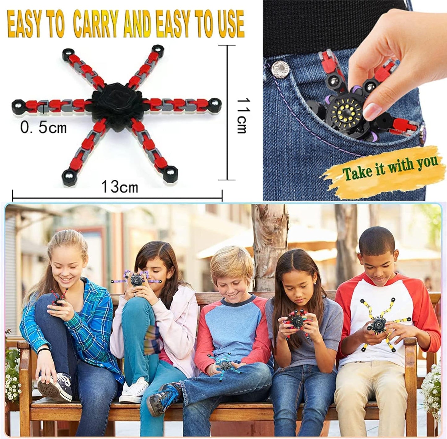 24PCS Fingertip Gyro Fingertip Mechanical Top DIY Deformation Robot Metal Transformable Gyro Spinners Finger Chain Robot Toy Fidget Spinners ADHD Astium for Kids Adults Easter Basket Stuffers for Kids