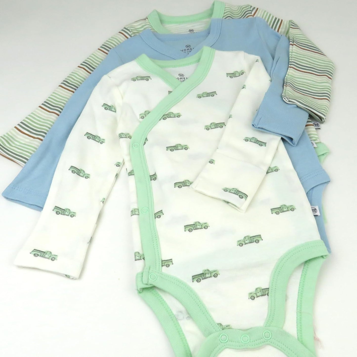 HonestBaby unisex-baby 3-pack Long Sleeve Side-snap Kimono Bodysuits Organic Cotton for Infant Baby Boys, Girls, Unisex