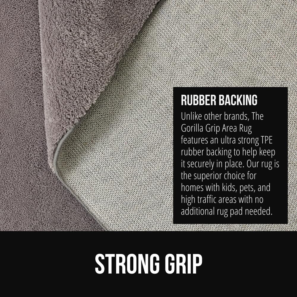 GORILLA GRIP Ultra Soft Washable Area Rug, Stain and Slip Resistant Plush Thick Carpet for Bedroom Living Room, No Shed Floor Rugs, Pet Friendly, Dorm Essentials, Kids Nursery Home Decor, 3x5, Gray