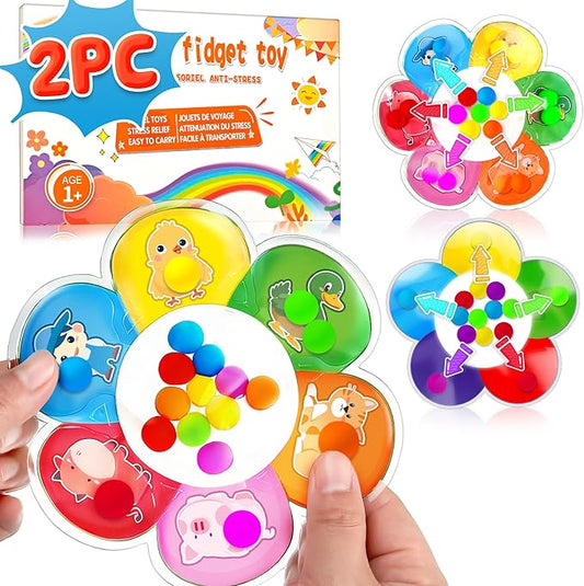 2PC Color Sorting Sensory Toys for Toddler Girls, Farm Animal Classroom Learning Activities Roadtrip Travel Essential Dementia Fidget Montessori Matching Game Valentine Gifts for Kids Boys Aged 2 3 4