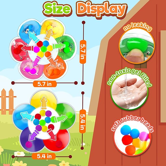 2PC Color Sorting Sensory Toys for Toddler Girls, Farm Animal Classroom Learning Activities Roadtrip Travel Essential Dementia Fidget Montessori Matching Game Valentine Gifts for Kids Boys Aged 2 3 4