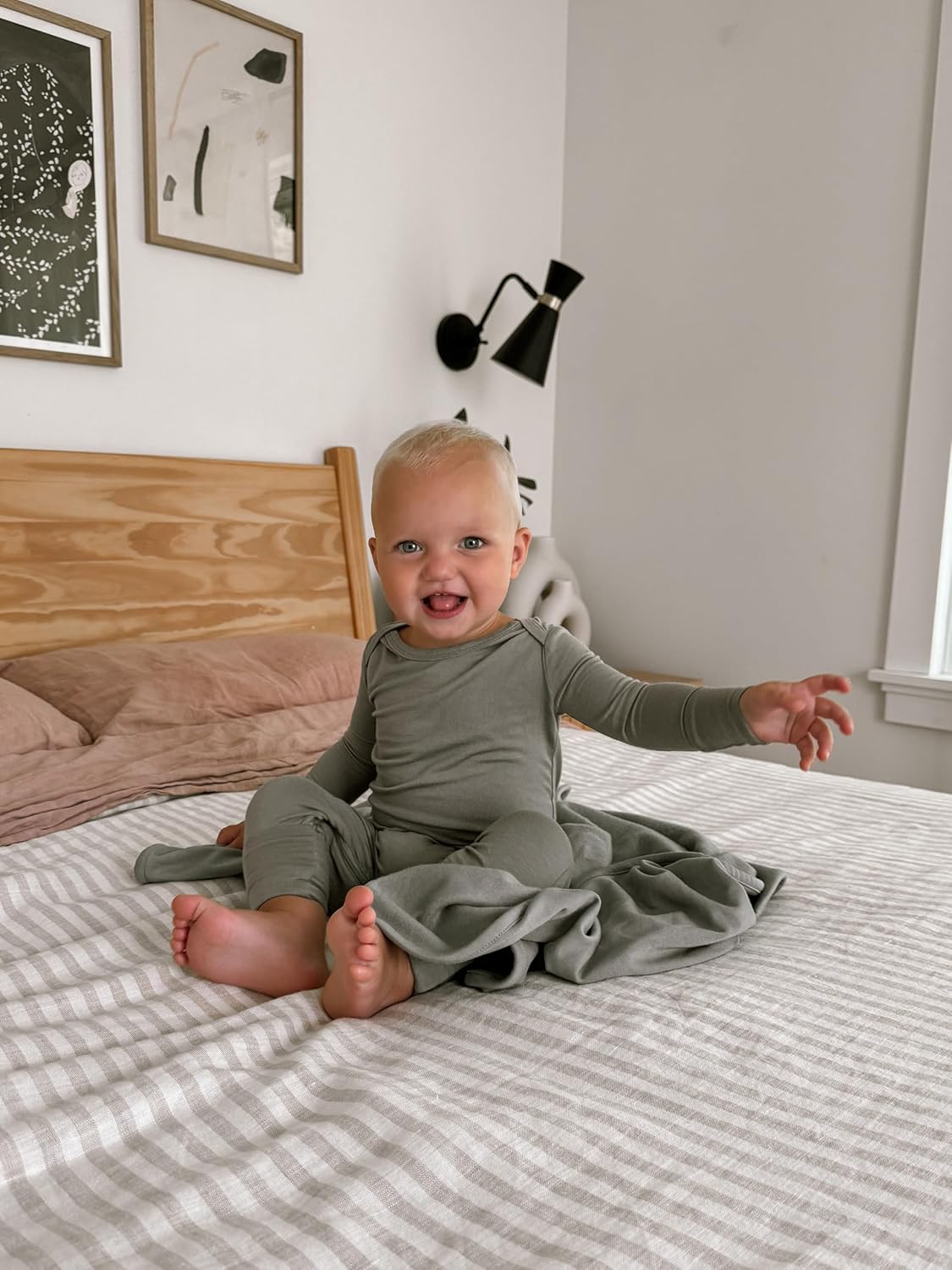 GUNAMUNA Unisex Baby Toddler Ultra-Soft Convertible Pajama, Footie or Romper Sleeper with Diaper Zipper, Newborn to 24 Months