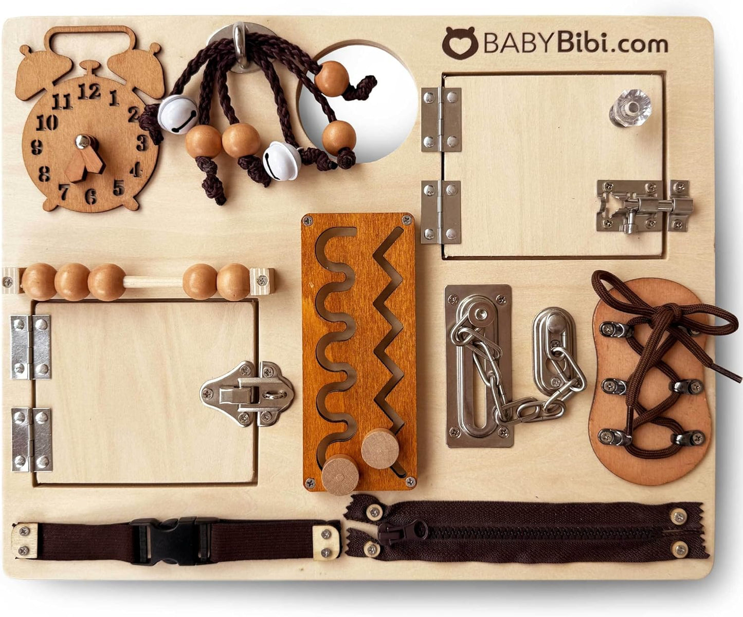 10-in-1 Montessori Busy Board for Toddlers - Safe, Durable Sensory Activity Board with Locks, Shoelaces & More - Perfect Educational Toy Built for Growth & Travel - Recommended for Ages 3 Years & Up