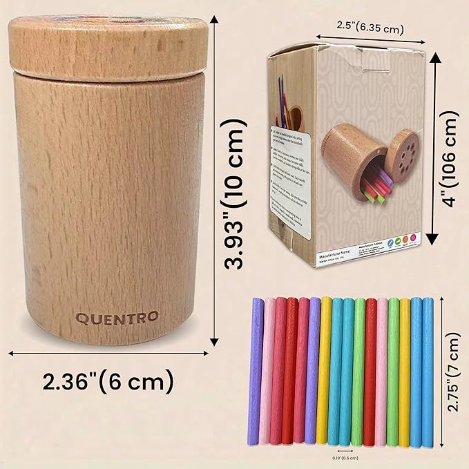 QUENTRO Montessori Toys for 3 Year Old, Wooden Learning Color Sorting Toys for Toddlers, Educational Fine Motor Developmental Sensory Matching Games, 36 Months Up Old Baby Boys Girls Xmas Gifts