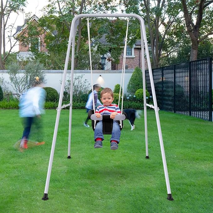 2 in 1 Baby Jumper with Swing - Indoor and Outdoor Use, Baby Jumpers and Bouncers, Toddler Swing with Foldable Stand（Black）