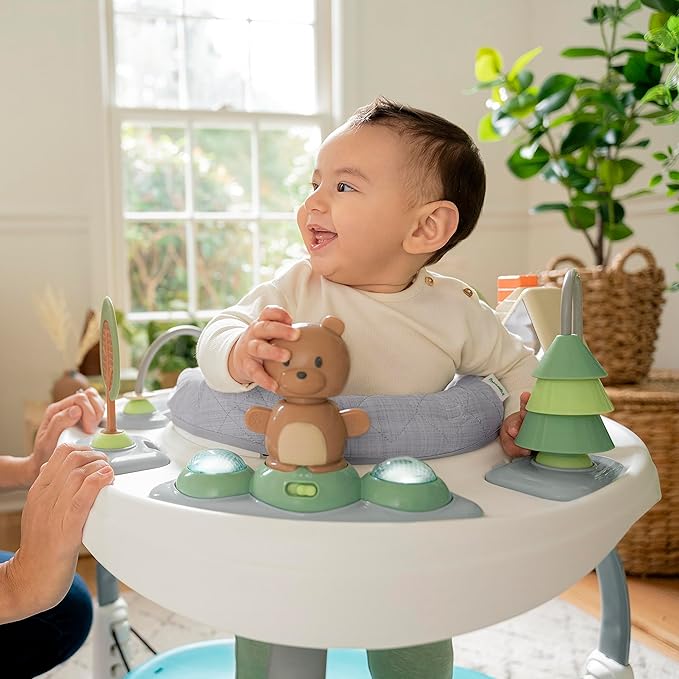 Ingenuity Spring & Sprout 2-in-1 Baby Activity Center Jumper and Table with Infant Toys - Ages 6 Months +, First Forest