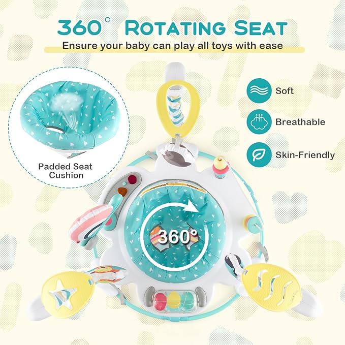 BABY JOY Baby Jumpers and Bouncers, Infant Activity Center with Music Lights Sounds, 360° Rotating Seat and 3 Adjustable Heights, Baby Play and Learning Center for 6-12 Months