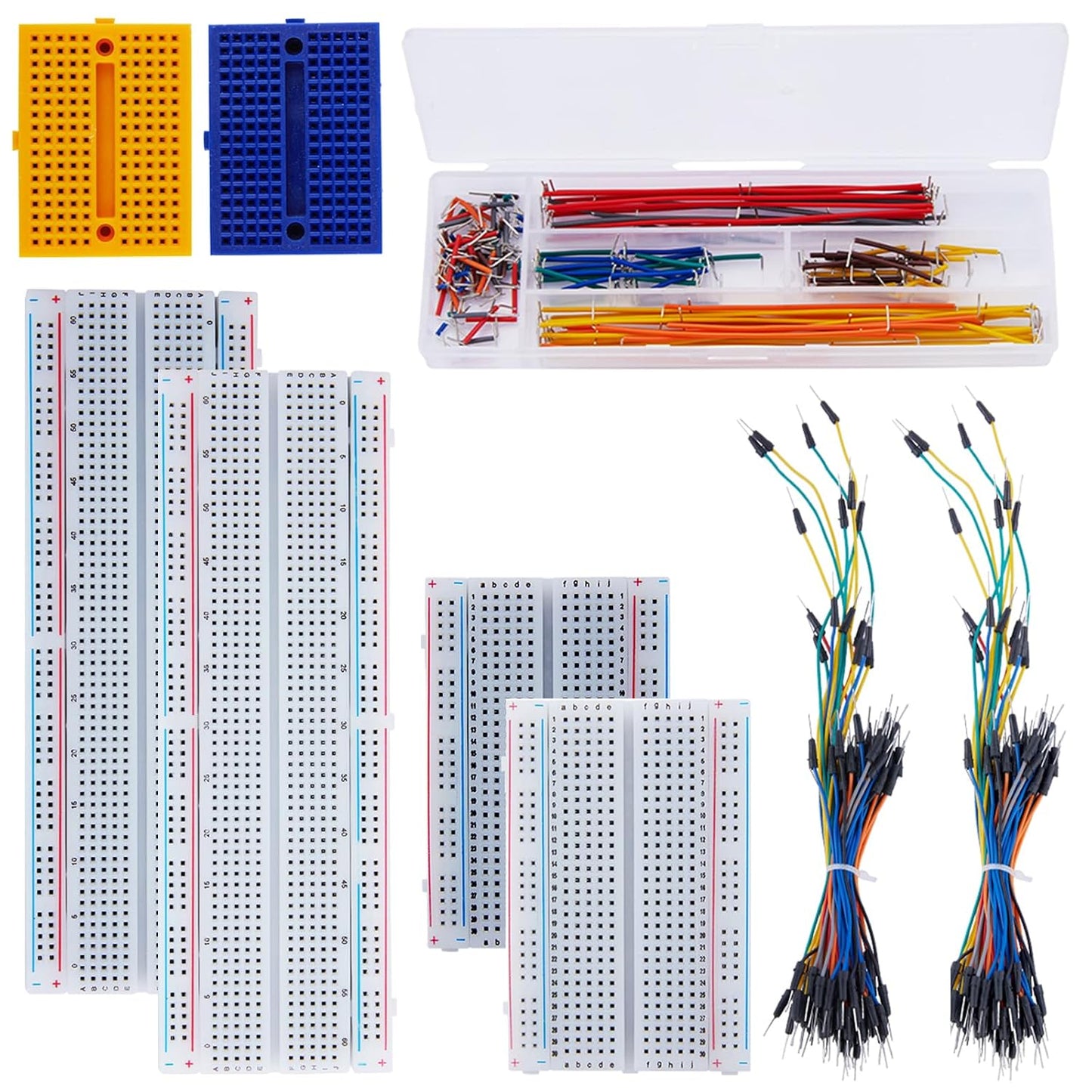 276Pcs Breadboard Jumper Wires Kit, 2Pcs 830 Breadboards + 2Pcs 400 Breadboards + 2Pcs Color-Coded 170 Breadboards + 140Pcs U-Shape Jumpers and 2x65Pcs Flexible Wires for Arduino, Raspberry Pi, STEM