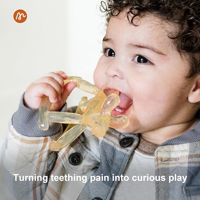 Crystal Jelly Baby Teether – Jellydog Teething Relief Toy for Infants 3-6 Months, Silicone Handheld Teething Toy, BPA-Free, Odorless, Prevents Choking, Safe for Babies (Citrine)