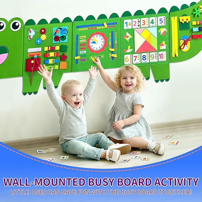 Crocodile Foldable Activities Montessori Busy Board Toddler Busy Board Montessoris Toys for 3+ Years Old Wall Panel