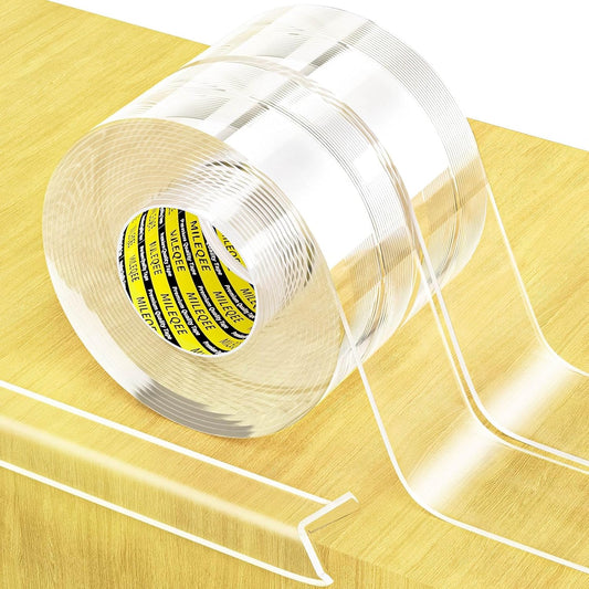 2Pack Clear Edge Protector Strip,1.57in x 16.4FT(32.8FT Total),Sharp Edge Wrap Cover Tape,Self Adhesive Protective Bumper Guards for Cabinet Door Desk Table Furniture,Kitchen Countertop,Waterproof