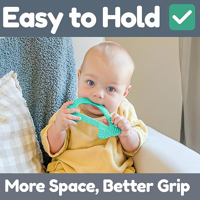 Silicone Baby Teether - Dolphin | 8 Teething Relief Textures, 100% Food-Grade, Easy to Hold & BPA Free Silicone Teethers for Babies, Baby Teething Toys, Soft Chew Toy for Babies Ages 3M+ - Baby’s Aid