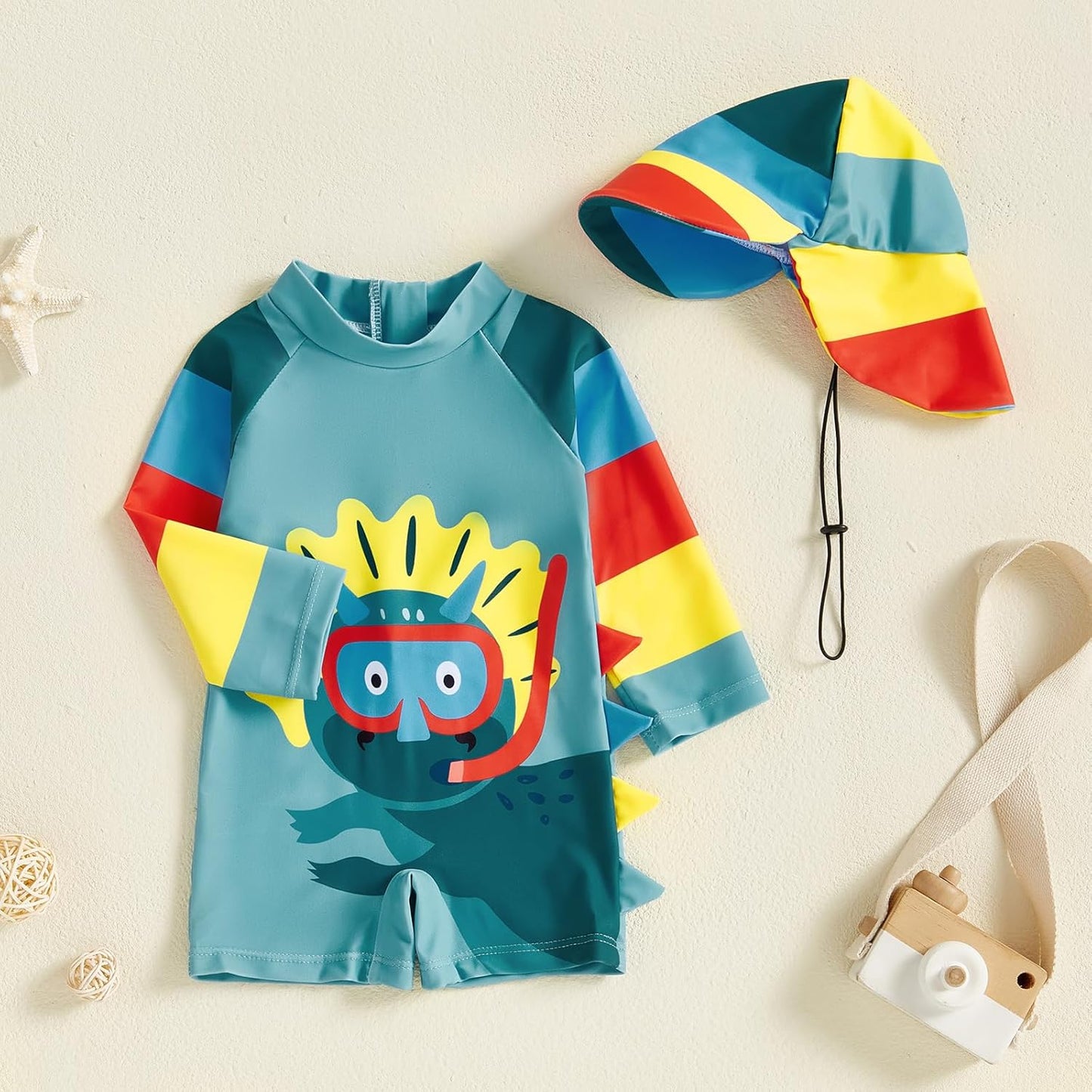 Hnyenmcko Baby/Toddler Boy Rash Guard Swimsuit Long Sleeve One Piece Zipper Swimwear Sunsuit Infant Bathing Suit Beachwear