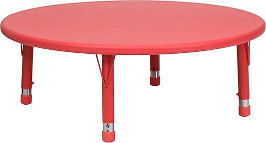 Flash Furniture Wren 45'' Round Red Plastic Height Adjustable Activity Table