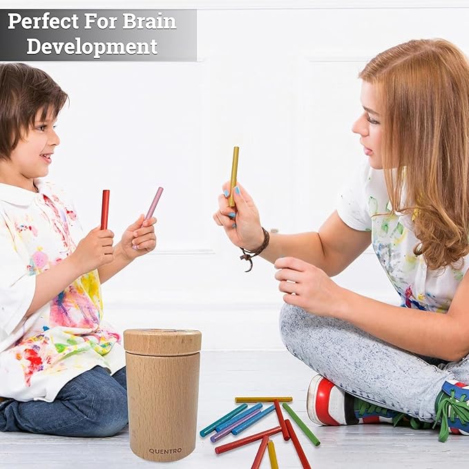 QUENTRO Montessori Toys for 3 Year Old, Wooden Learning Color Sorting Toys for Toddlers, Educational Fine Motor Developmental Sensory Matching Games, 36 Months Up Old Baby Boys Girls Xmas Gifts