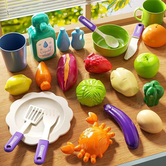 Play Sink with Running Water, Play Kitchen Toys Sink for Kids 3 4 5 6 7 Years Old, Electrical Dishwasher, Kitchen Accessories Set, Dishes Games, Gifts for Toddlers 3-5