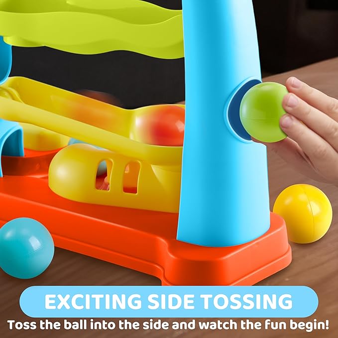 lalalark Ball Drop Toy for Toddlers, Track Stacking Learning Pound a Ball with Hammer, Early Developmental Montessori Toy, Birthday Gift for Boys & Girls Age 18M+, Gifts for 2 3 Year Old Baby Kids