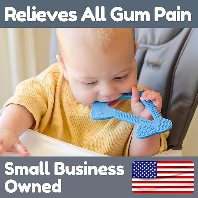 Silicone Baby Teether - Dolphin | 8 Teething Relief Textures, 100% Food-Grade, Easy to Hold & BPA Free Silicone Teethers for Babies, Baby Teething Toys, Soft Chew Toy for Babies Ages 3M+ - Baby’s Aid