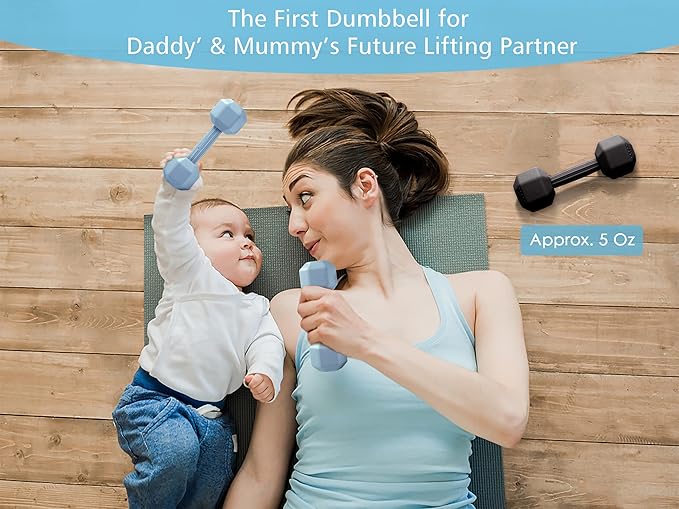 Giftty Baby Dumbbell Toy - Silicone Infant Rattle Teething Toy Teether Toddler Sensory Toy Durable Safe Exercises Workout Weight - Great Gift for Girls and Boys (1pcs 4.8oz - Cream)