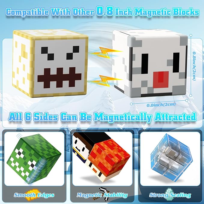 150PCS Magnetic Blocks-Magnetic Building Blocks Magnet Toys Set Stacking Snow Mountain World with Magnet Construction Toys STEM Sensory Gift for Kids Toddlers Boys & Girls Birthday Gifts Ages 3+