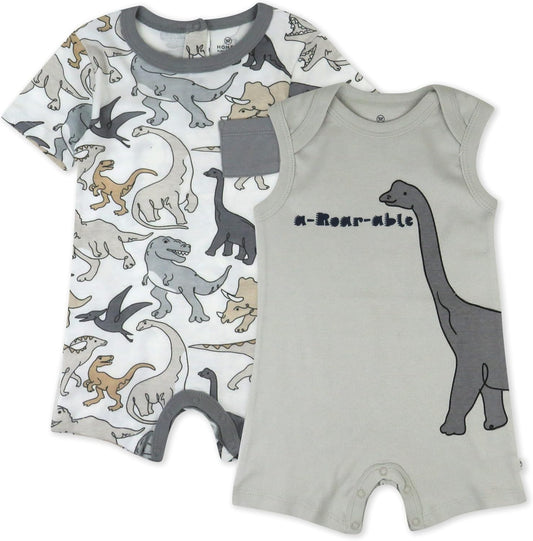 HonestBaby Short Sleeve and Tank Romper 100% Organic Cotton for Infant Baby and Toddler Boys