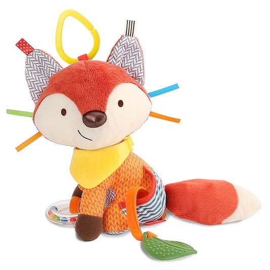 Skip Hop Bandana Buddies Baby Activity and Teething Toy with Multi-Sensory Rattle and Textures, Fox