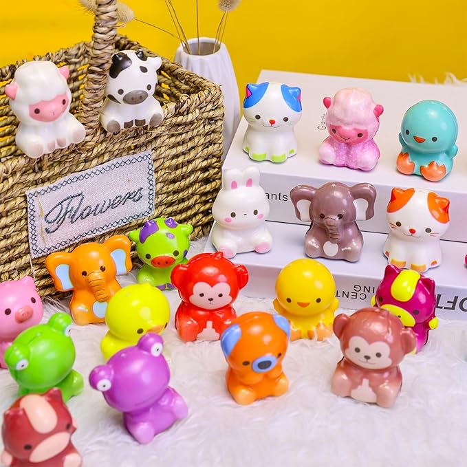 24PCS Animal Party Favor Toys, Stress Relief Fidget Toys for Kids, Goodie Bag Fillers, Classroom Prizes Birthday Gifts for Boys Girls, Stress Relief Fidget Toys (24 Universal Animal)