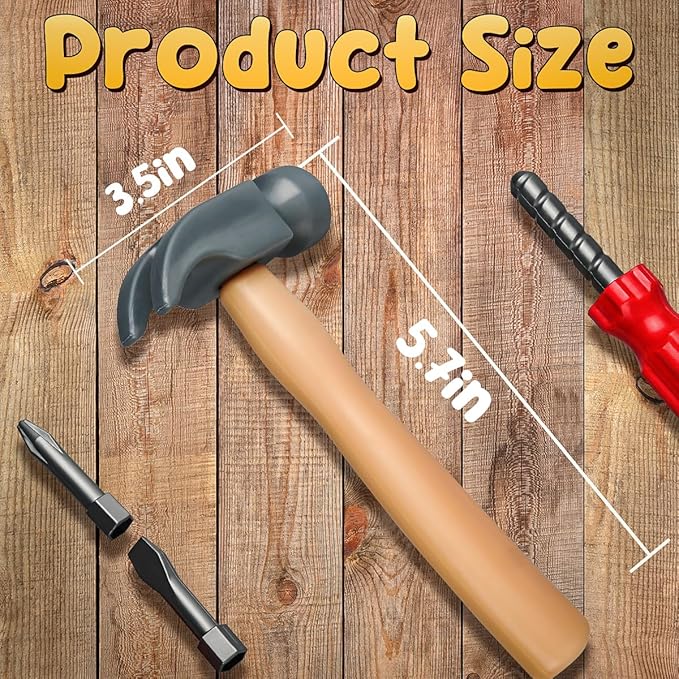 Toy Choi's 4Pcs Toddler Hammer, Plastic Toy Hammer and Toys Simulation Hammers Maintenance Tools, Pretend Play Kid Hammer for Toy Workbench