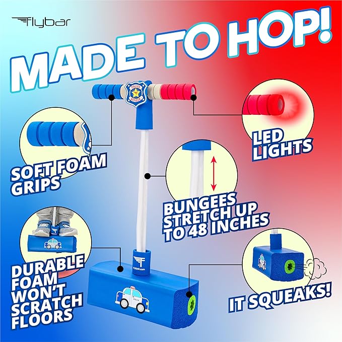 Flybar My First Foam Pogo Jumper for Kids Fun and Safe Pogo Stick for Toddlers, Durable Foam and Bungee Jumper for Ages 3 and up, Supports up to 250lbs