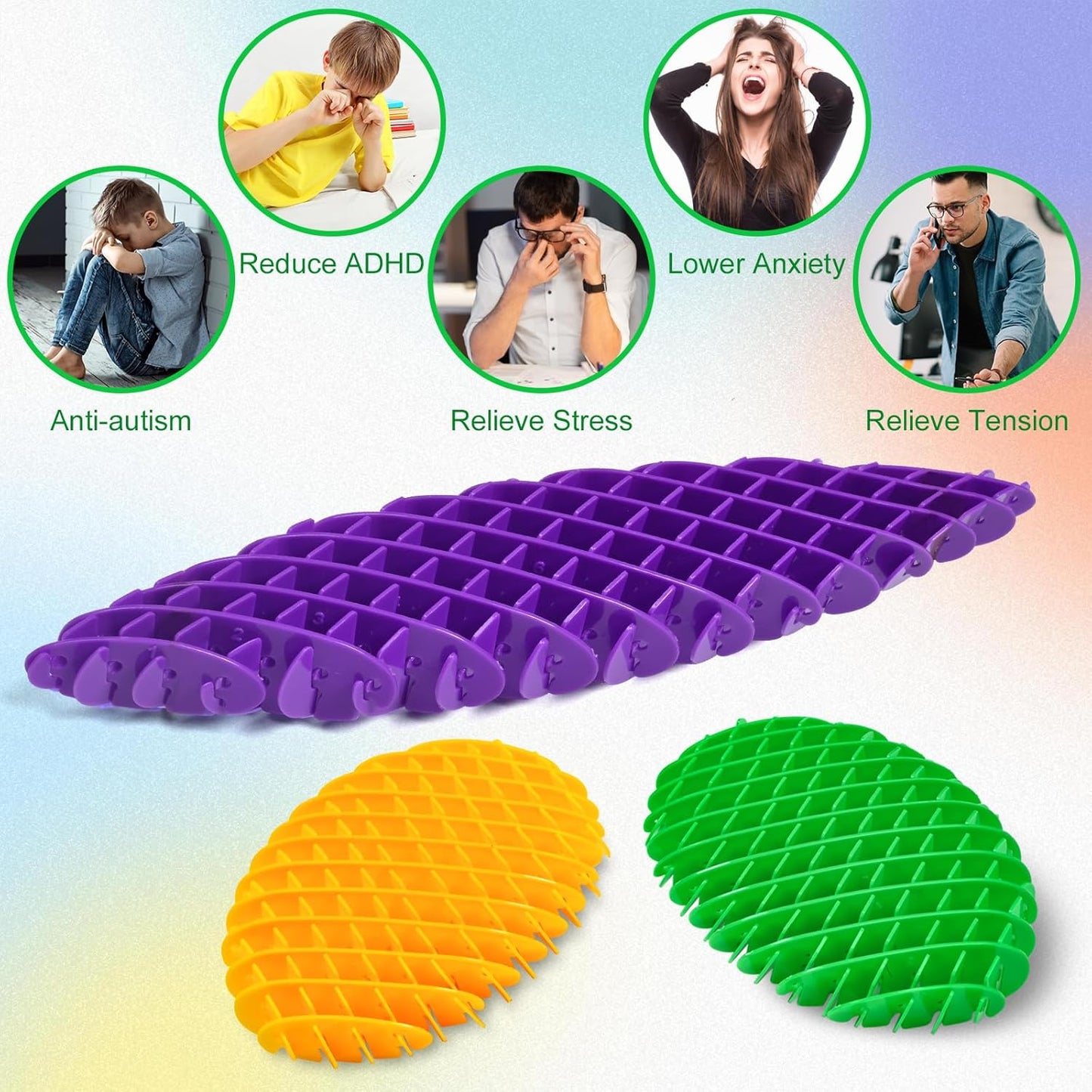 3 PCS Fidget Worm Toy Large Size, Release Anxiety Toy, Sensory Toys, High Elastic Plastic Material Gift for Kids Adults with Autism
