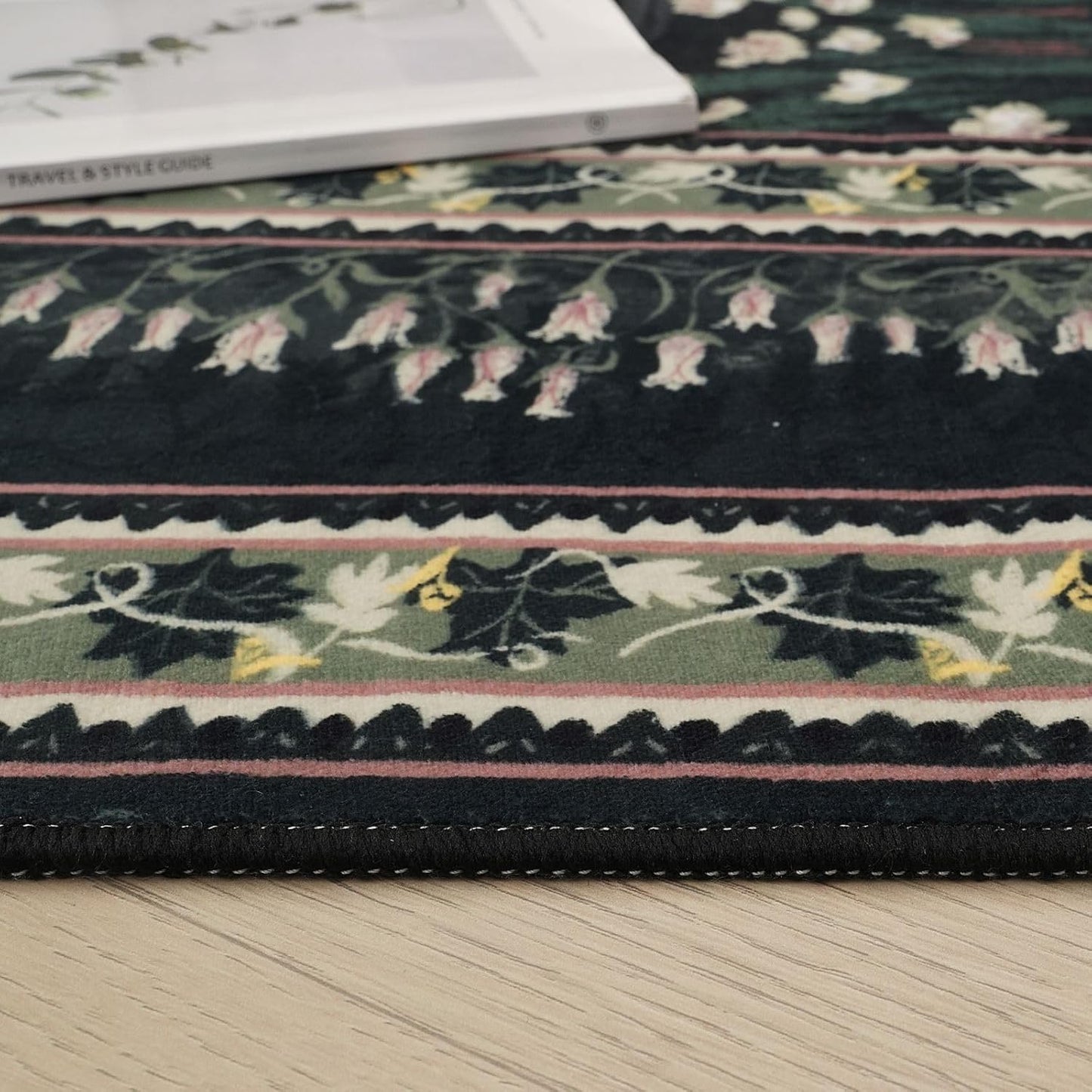 2x3 Rug Impressionist-Style Vintage Indoor Door Mat Machine Washable Small Area Rug Non-Slip Low Pile Throw Rugs for Entryway Kitchen Front Door Indoor Entrance Entry Kids Room, Green