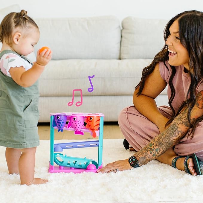 Move2Play, Feed The Fish | 30+ Fin-Tastic Songs & Phrases | Baby & Toddler Musical Toy | First Birthday Present for 1+ Year Old | Ages 6-24 Months | Boy & Girl Ball Drop Toy