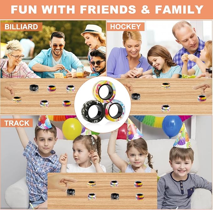 12Pcs Magnetic Ring Fidget Spinner Toys Set, Graffiti Camo Fingers Magnet Rings, ADHD Stress Relief Magical Toys for Training Relieves Autism Anxiety, Great Gift for Adults Teens Kids