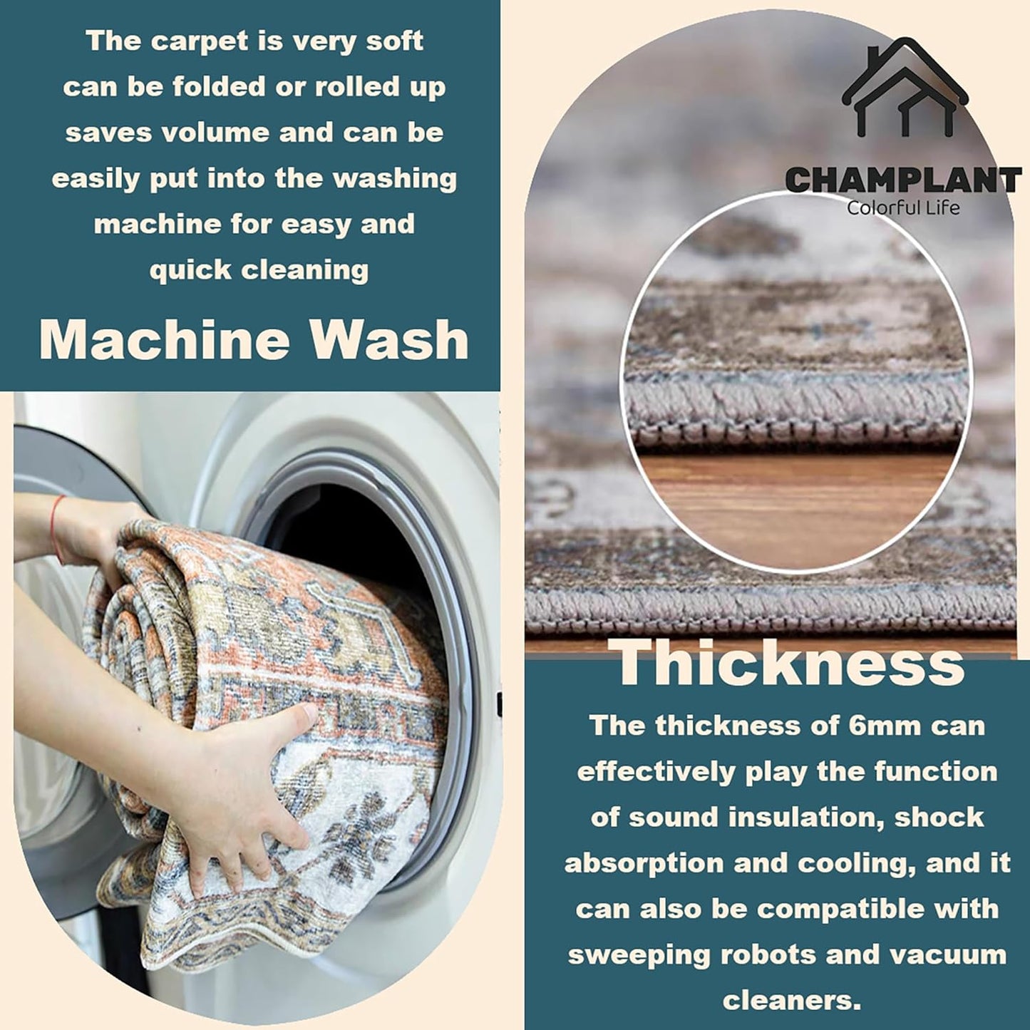 2'x3' Cyan Khaki Area Rug Washable Door Mat Vintage Distressed Doormat Indoor Entrance Traditional Thin Floral Print Non Slip Carpet for Kitchen Bathroom Bedroom Living Room