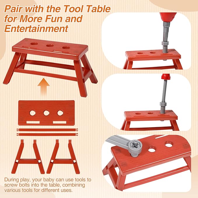 RedSwing Kids Tool Set, 55 Piece Kids Construction Kits with Storage Box,Toddler Play Tools,Pretend Play Construction Kits for Ages 3-8 Years Old