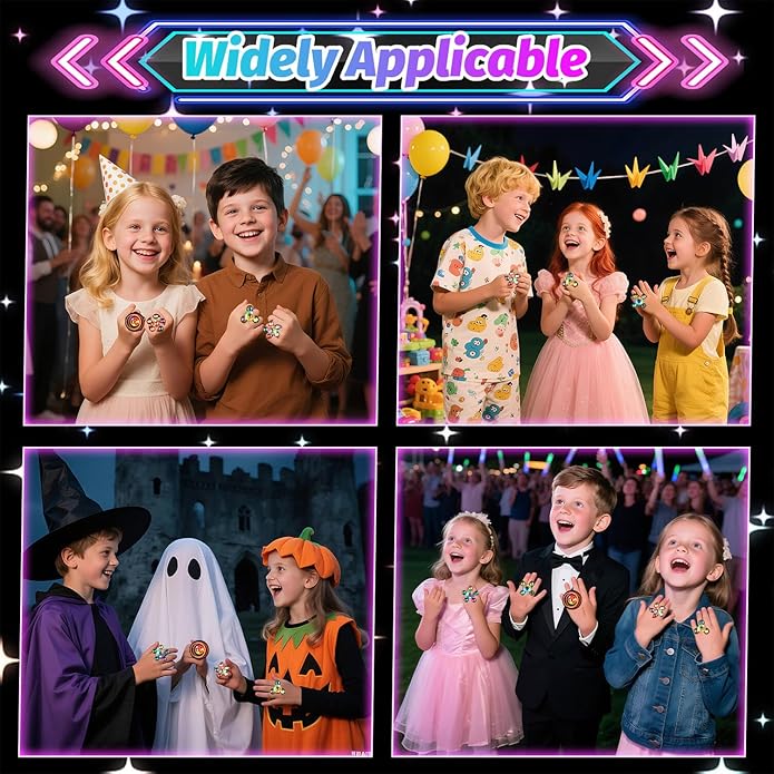 26 Pcs Glow Fidget Spinner Rings Bulk, LED Finger Lights Rotating Toy, Glow in The Dark Party Favor for Kids 4-12 Light Up Treasure Box Goodie Bag Basket Birthday Gifts for Boy Girl Christmas NewYear