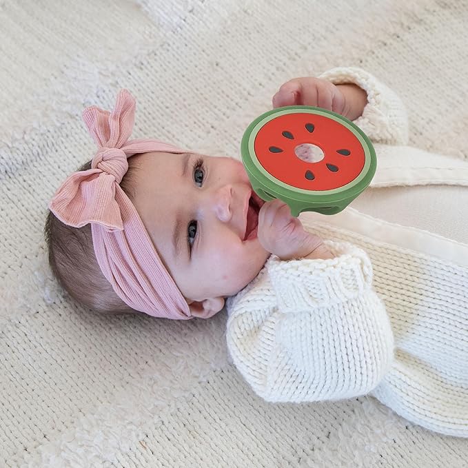 Mangosteen and Watermelon Silicone Teethers Baby Teething Toys, Newborn Essentials Must Haves, Easy-to-Hold Design Teething Ball Baby Essentials, BPA-Free