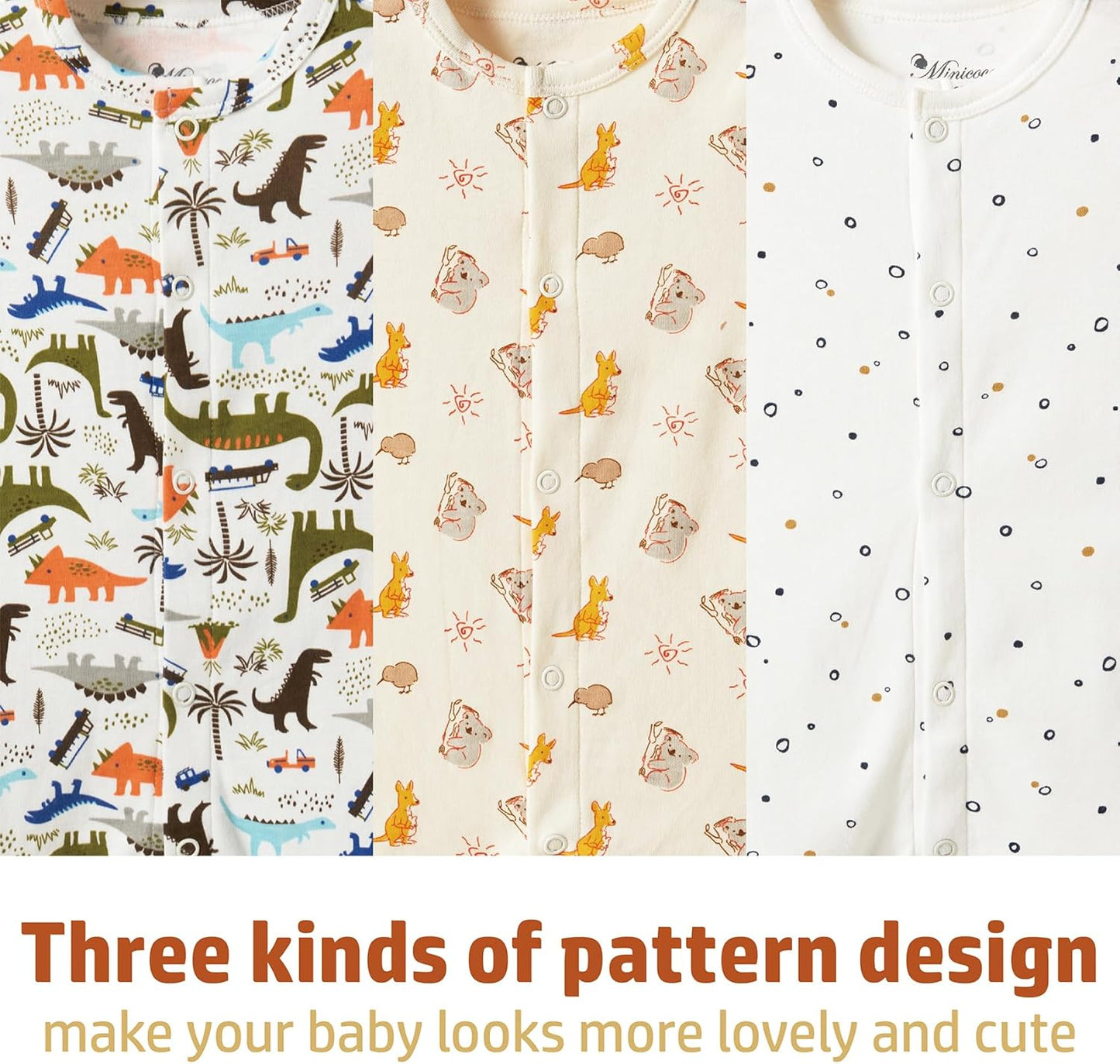 3-Pack 100% Cotton Baby Boy Rompers,0-24Months Short Sleeve Toddler Romper,Breathable Spring/Summer Clothes