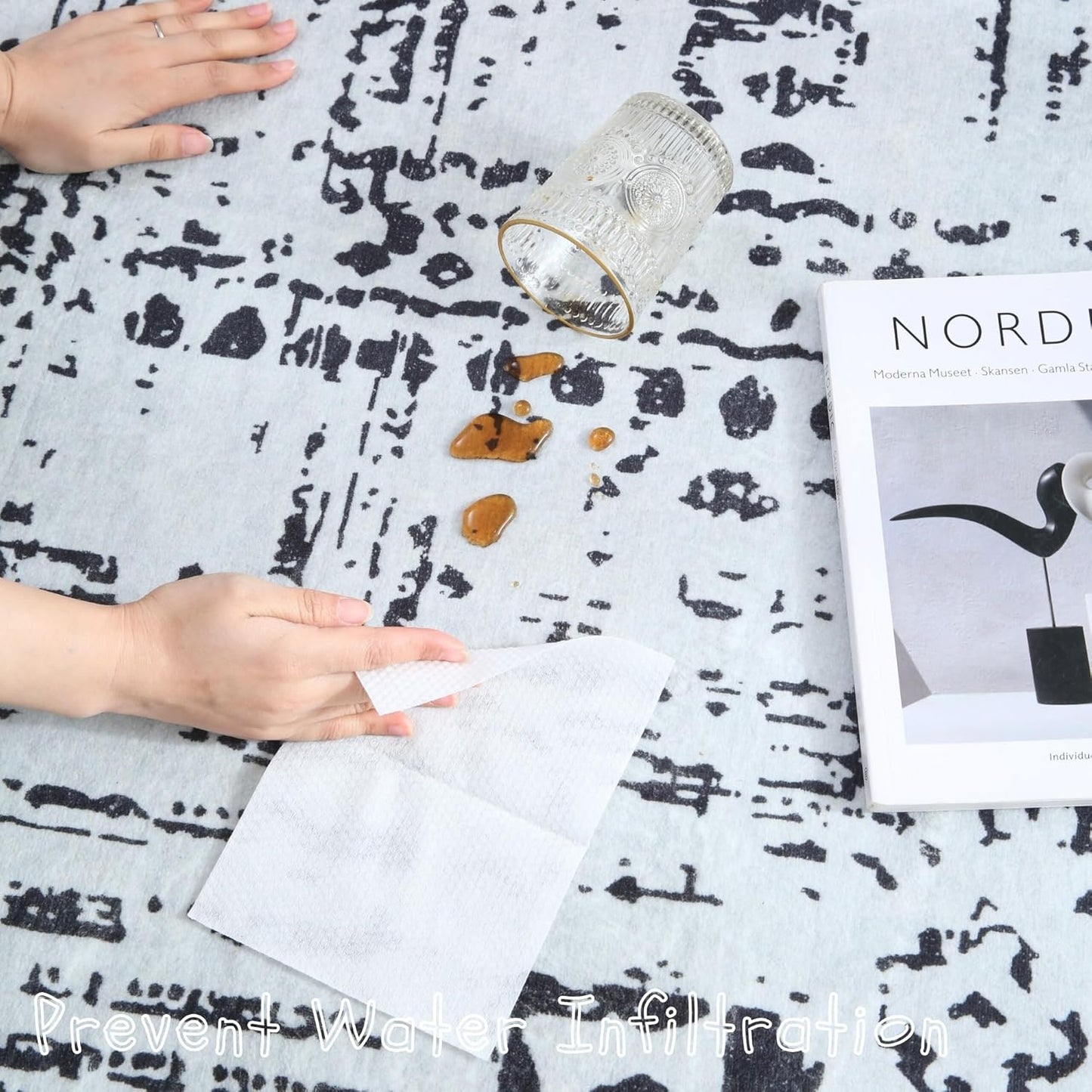 Door Mat Indoor Entrance 2x3 Rug Machine Washable Boho Moroccan Small Area Rug Non-Slip Low Pile Throw Rugs for Entryway, Kitchen, Front Door Indoor Entrance,Kids Room (Black and White)