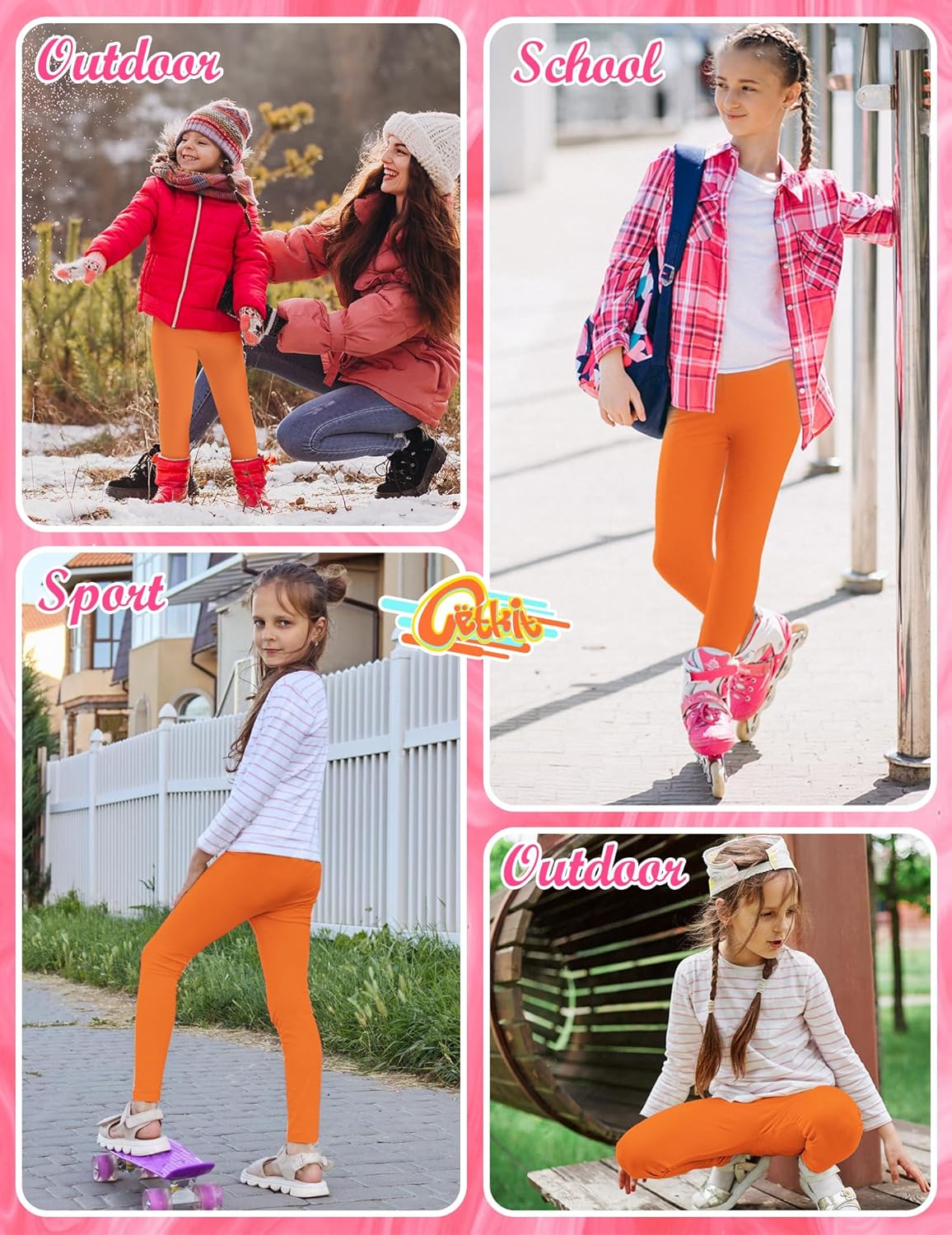 Girls Leggings Cotton Leggings for Toddler Footless Girls Pants Stretchy Baby Girl's Pants Infant Basic Leggings Size 6M -14Y