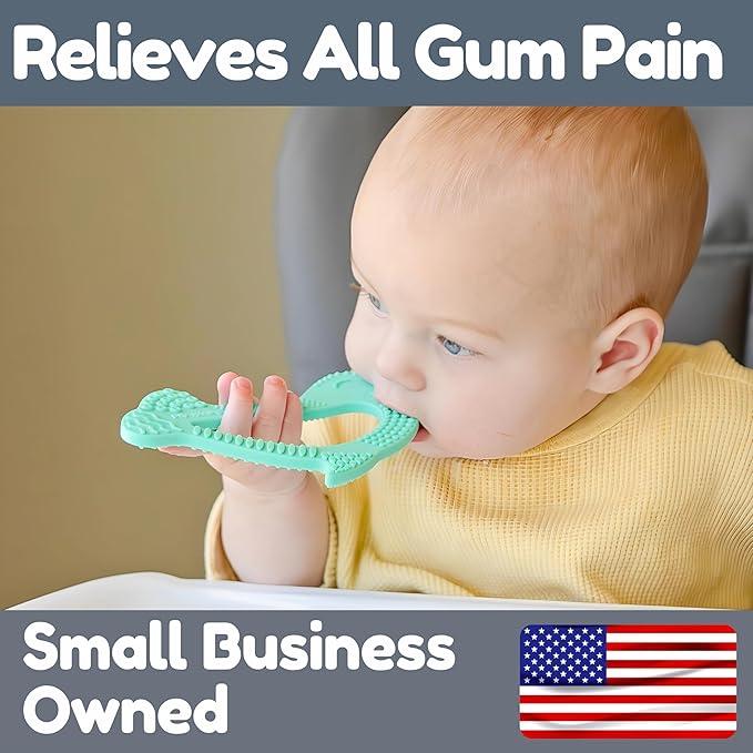 Silicone Baby Teether - Dolphin | 8 Teething Relief Textures, 100% Food-Grade, Easy to Hold & BPA Free Silicone Teethers for Babies, Baby Teething Toys, Soft Chew Toy for Babies Ages 3M+ - Baby’s Aid