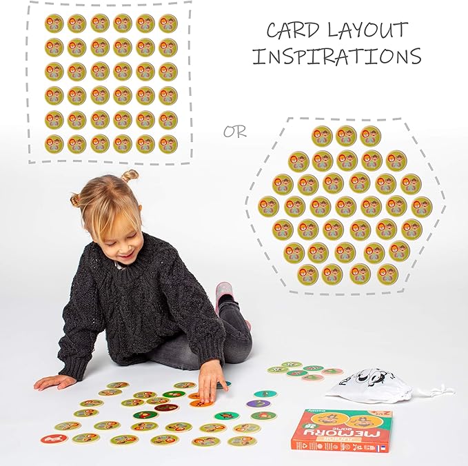 Cottify 2-Pack Wooden Memory Matching Game for Toddlers for Toddlers 3-5 Years, Durable, Toddler Memory Game for Kids 3 and up, Toddler Matching Toy, First Words and Animals, 72 Cards