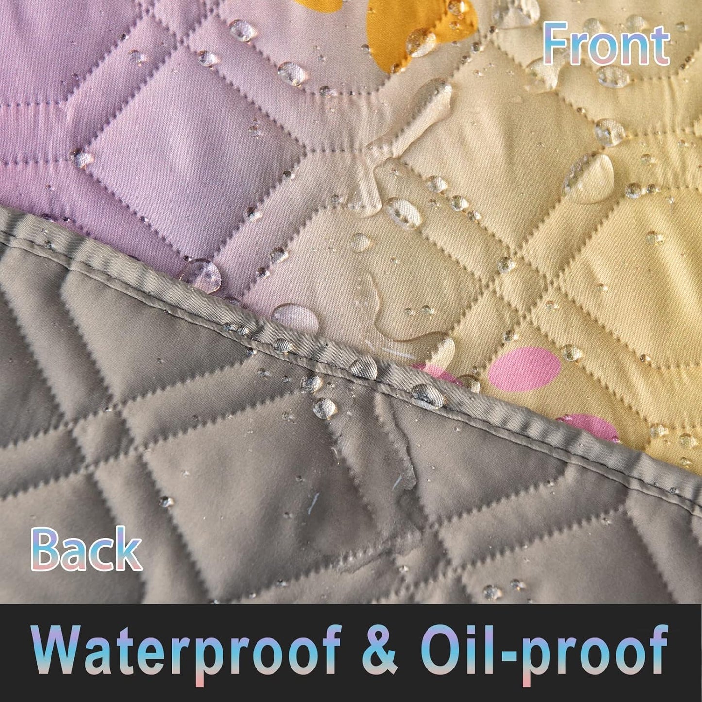 100% Waterproof Dog Bed Cover 52x82 inch Reversible Changing Pad Reusable Camping Mat for Kids/Pet/Dog/Cat Washable Geometric Embroidery Blanket Patchwork Rainbow Dog Paw Printed+Gray