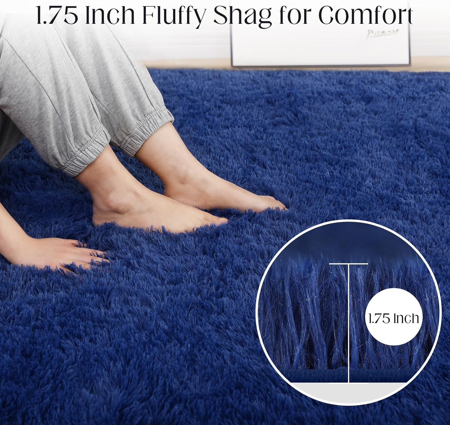 3x5 Blue Rug, Area Rugs for Living Room, Soft Plush Area Rugs for Bedroom, Non-Slip Indoor Carpet for Nursery, Study Room, Playroom, Home Decor