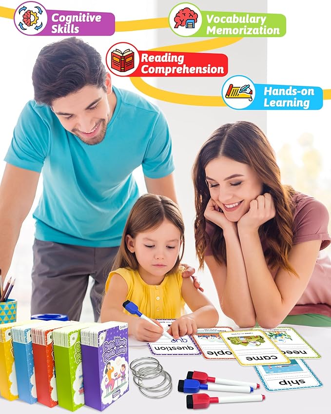 520 Sight Words Flash Cards Kindergarten, Dolch & Fry Sight Word Reading Writing Spelling Games, Homeschool Supplies for Preschool Kindergarten 1st 2nd 3rd Grade, Learning Activities for Kids Ages 3+