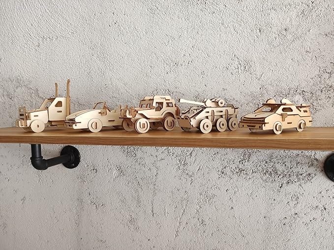 3D Wooden Puzzle - 6 Piece Set Wooden Car Brain Teaser Puzzle - DIY Assembly Car Building Model Kits - Wood STEM Toys Gifts for for Adults & Teens Birthday Gifts Christmas